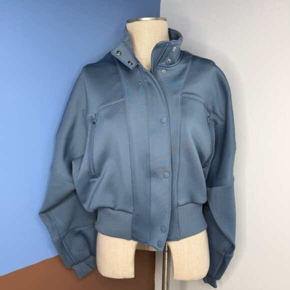 Free People FP Movement Off to the Races Bomber Jacket Blue NWOT M - Picture 6 of 12